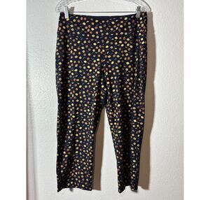TEEZHER Women's Size XL Novelty Fruit Print Cropped Leggings Navy Blue